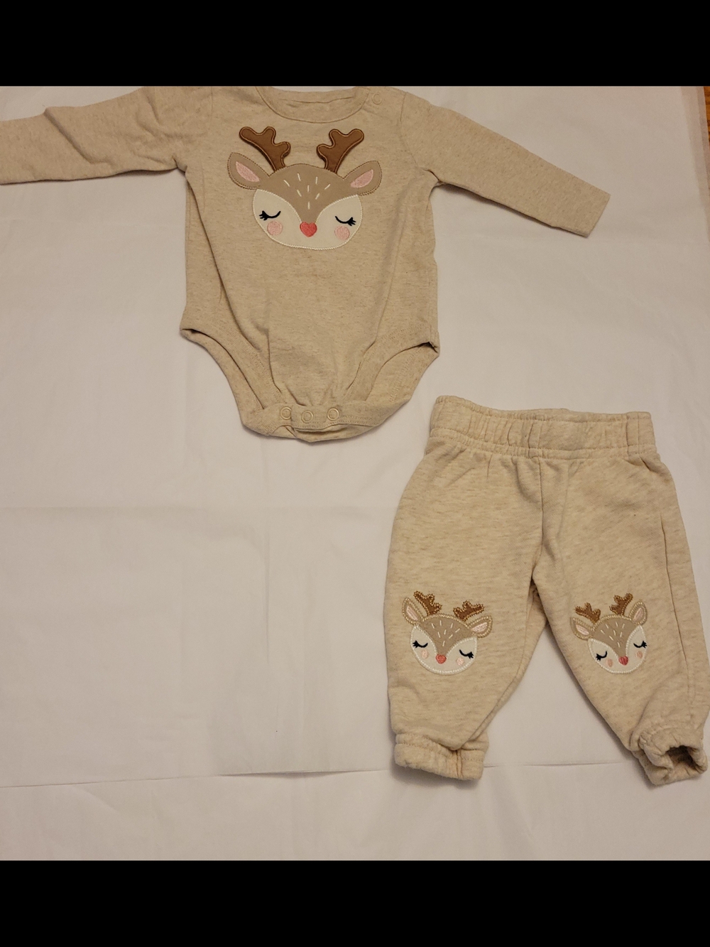 Garanimals Beige Deer Appliqué Two-Piece Matching Set